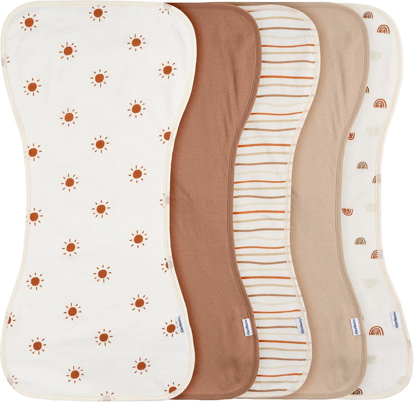 Gerber Baby Unisex Burp Cloths 5-Pack, Rust Tan, Size 10.5" x 21"