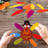 FEPITO 105 PCS DIY Turkey Craft Kit - Colorful Feathers, Dot Glues, Thanksgiving Stickers for School Activities