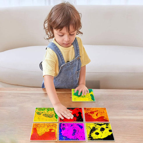 Set 12 Liquid Sensory Soft Gel Toys - of - Square Sensory Fidget Toys, Water Sensory Toys for Nursery, Playroom