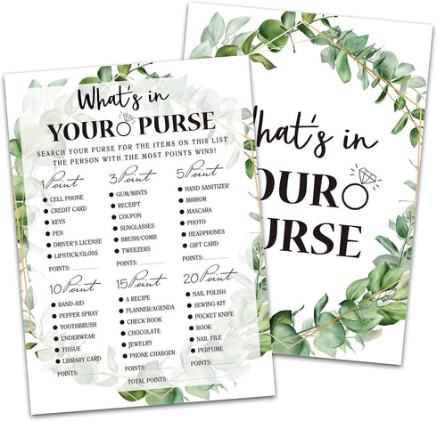 Bridal Shower Game Cards, Tropical Jungle Theme Engagement Party Cards, Set of 30 Cards (Leaf011)