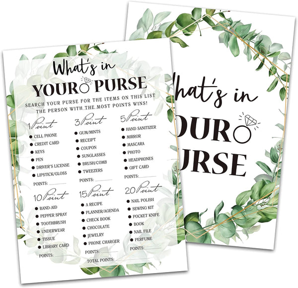 Bridal Shower Game Cards, Tropical Jungle Theme Engagement Party Cards, Set of 30 Cards (Leaf011)