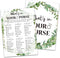 Bridal Shower Game Cards, Tropical Jungle Theme Engagement Party Cards, Set of 30 Cards (Leaf011)