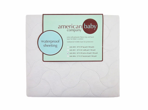 24" 38" American Baby Company Waterproof Flat Reusable Portable/Mini-Crib Mattress Pad Protector, Embossed Quilt-Like