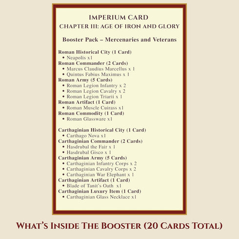 Sumeru & Seed Imperium Cards Historical Strategy Card Expansion Mercenaries & Veterans Booster The Second Punic War