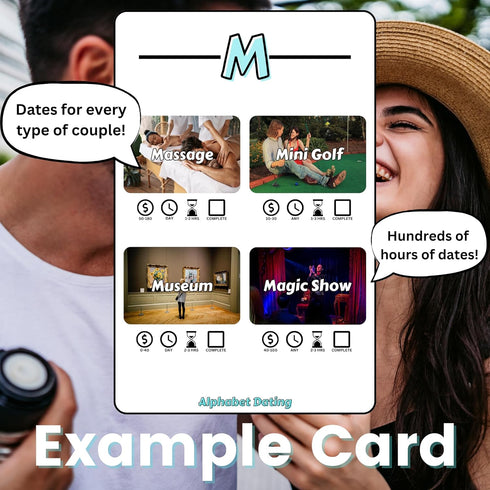 Alphabet Dating Cards - Unique Date Night Ideas for Couples - Fun and Romantic Games (100+ Date Ideas)