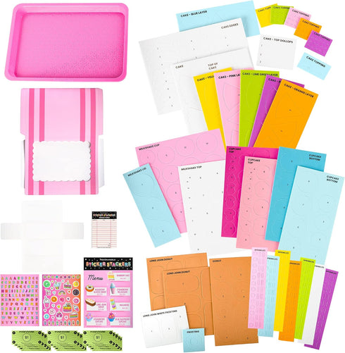 Set 3D Fashion Angels Bakery Sweets Sticker Stackers, Foam Sticker Stacking with Modeling, Includes Play & Pretend Food