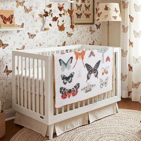 47 47 Inch Summer SmoothNovelty Butterfly Muslin Blanket x Warm Soft Cotton Muslin Swaddle Blanket, Boho Nursery