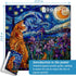 PICKFORU Cat Puzzles for Adults 1000 Pieces, Stained Glass Purple Iris Flowers and Moonlit Cat