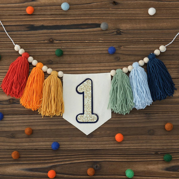 Handmade Rainbow 1st Birthday HighChair Banner Colorful Party Decoration For Girls Boys