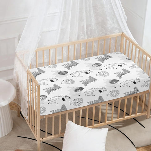 Winpema 28"x52" Lion Giraffe Elephant Crocodile Fitted Crib Sheet Animals Baby Crib Sheet Fit Standard Crib and Toddler