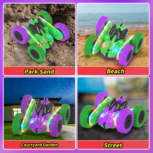 2.4Ghz, 600mAh, 4WD, 90 360 Remote Control Car, RC Cars, RC Stunt Car Toys with New Upgraded Strip Light & Headlight