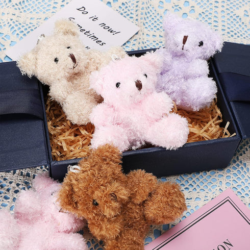 Threan 8 Pcs Mini Plush Bears, 4'' Small Stuffed Animal Toys for Keychain Baby Shower Party Favors, Apricot