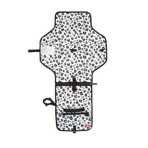 Leopard Print Portable Baby Changing Pad - Quick Clean Mat with Pillow