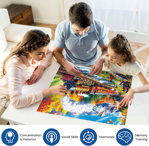 najiaxiaowu 500 500 Friends,20.5 15 Piece Puzzle for Adults,Mountain Train Puzzles for Adults Elderly,Recycled