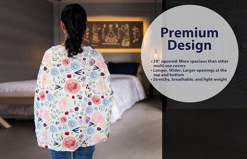 Floral Pattern Car Seat Cover and Nursing Cover - Soft and Stretchy
