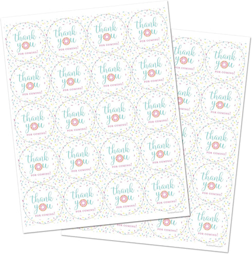 40 cnt Donut Birthday Party Thank You Favor Stickers