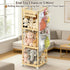 Stuffed Animal Storage,Wooden Zoo Toy Organizer with Wheels & Hanging Net, Cute Plush Toy Display Stand for Kids
