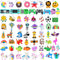 65 PCS Cute Keychain for Kids Party Favors, Video Game, Animal, Mermaid, Dinosaur, Birthday Party Supplies