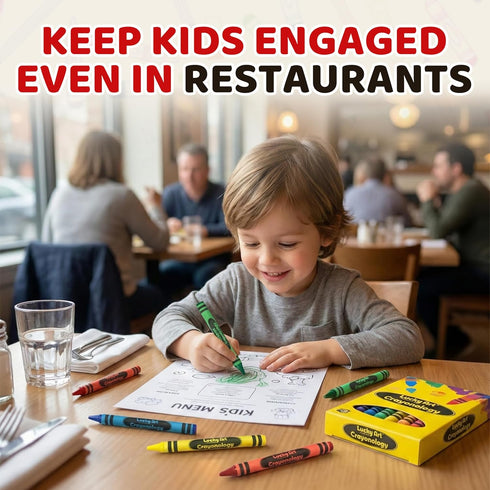 Packs 20 Packs 4 (80 Count) Lucky Art Extra Long Crayon of Colors Non-Toxic Kids Crayons, Perfect for Restaurants