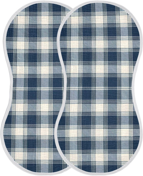 FLildon 1PC Muslin Burp Cloth for Baby Navy Plaid Super Absorbent Burping Cloths, Bibs for Newborn Boys Girls