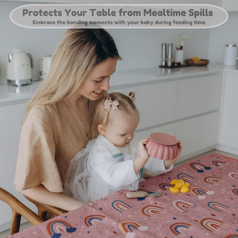 55"x55"Jumbo 4-Layer Thick Baby Splat Mat for Under High Chair, Large Heavy Duty Waterproof Spill Mat, Washable, Extra