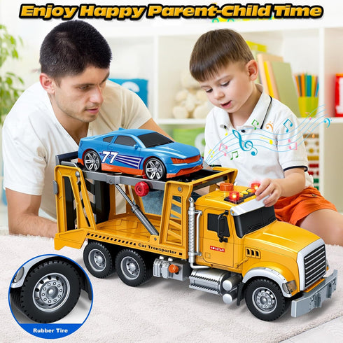 3 4 5 6 7 8 15" Bstoyder Kids Toys for Years Old Boys, Farm Transport Truck Toy with Lights, Sounds, Toddler Friction