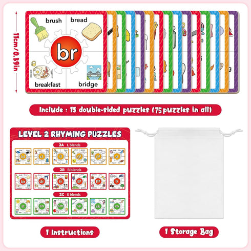 Phonics Puzzle Games, Flash Cards, Spelling Games, Sight Word Cards for Toddlers, Educational Learning Toys