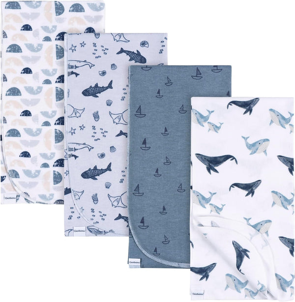 Gerber Unisex Baby 100% Cotton Flannel Receiving Blankets 30x30 Inches (Pack of