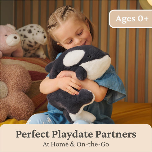 1 10 GUND Flynn Orca Whale Plush, Premium Whale Stuffed Animal for Ages and Up, Black/White