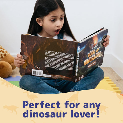 PREXTEX Dinosaur Toys for Kids 3-5, 12 Plastic Figures & Interactive Book with Sound, Toddler Dinosaur Toy Set