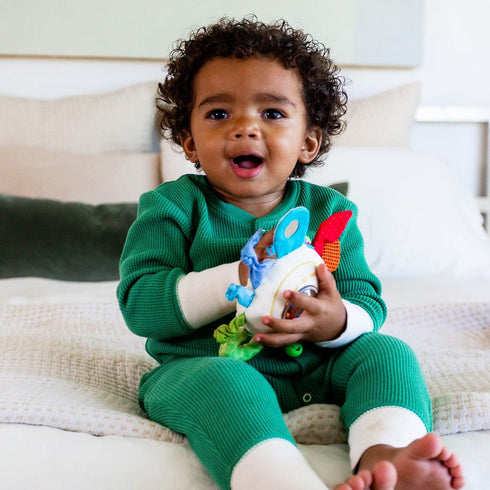HABA Cuddly Rainbow Round Teether - Soft Multicolored Activity Toy