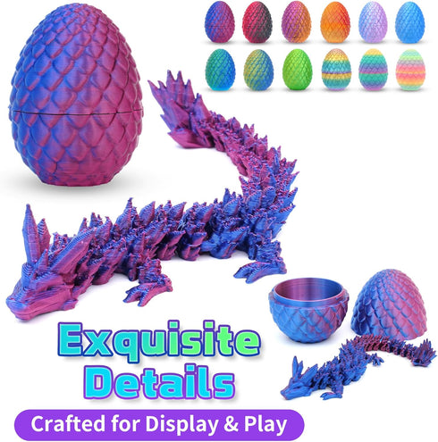 VivaNova 12 Pack 3D Printed Easter Dragon Eggs, Prefilled Easter Eggs with Articulated Mini Dragons Inside, Easter Egg