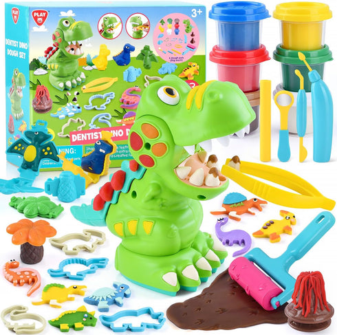 PLAY Dinosaur Clay Sets for Ages Kids 4-8 - Color Dough Toys