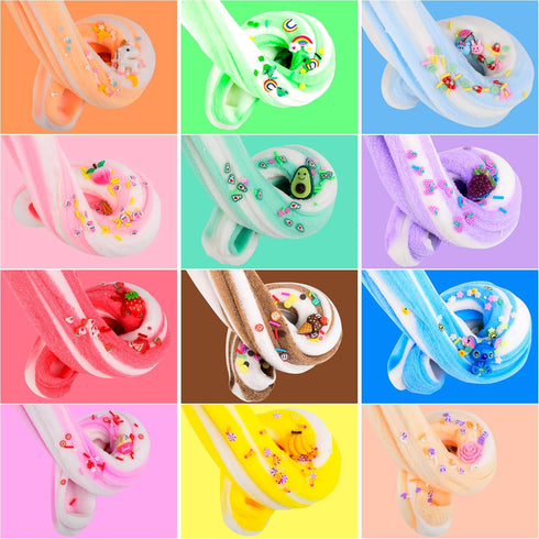 12 Pack Cloud Slime Kit, Two-Toned Fidget Toy, Educational Slime Toys for Kids Birthday Party Favors