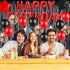 Red Black Birthday Party Decoration Kit - Happy Birthday Banner, Latex Balloons, Fringed Curtain, Confetti