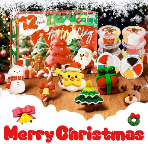 MuseLuxe 12 8 Air Dry Clay - Boxes Christmas Modeling Clay Kit with Sculpting Tools,Safe & Non-Toxic,DIY Magic Gifts