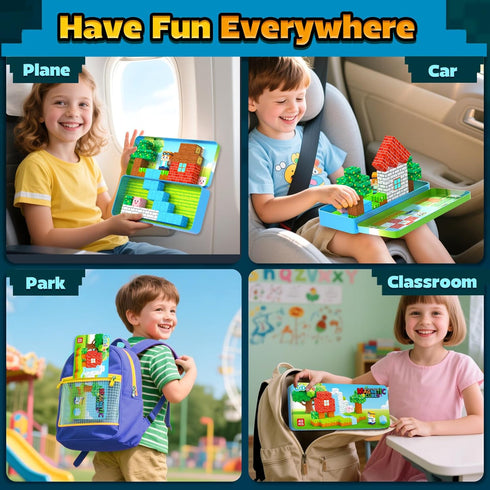 3+ Magnetic Blocks Kids Travel Toys with Portable Metal Tin Montessori Building Blocks STEM Magnet Magnetic Tiles