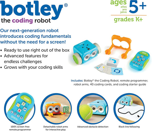 Learning Resources Botley The Coding Robot - 45 Pieces, Screen-Free Coding STEM Toy for Kids Ages 5+