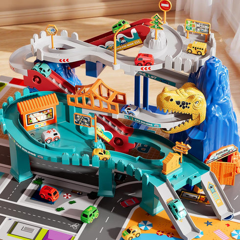 2-4 Set 7 3 4 5 6 7 8 MSKOLER Dinosaur Race Car Tracks for Toddlers Years, Dinosaur Climbing Hills Railcar, Toy Car