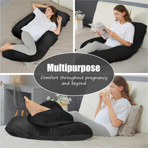 57 Inch HIPHOP PANDA U-Shaped Pregnancy Pillow for Sleeping - Full Body Maternity Support Pillow with Removable Cover