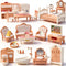 BRAITEN Dollhouse Furniture Set, 38 Pcs Miniature Doll House Accessories with Dogs and