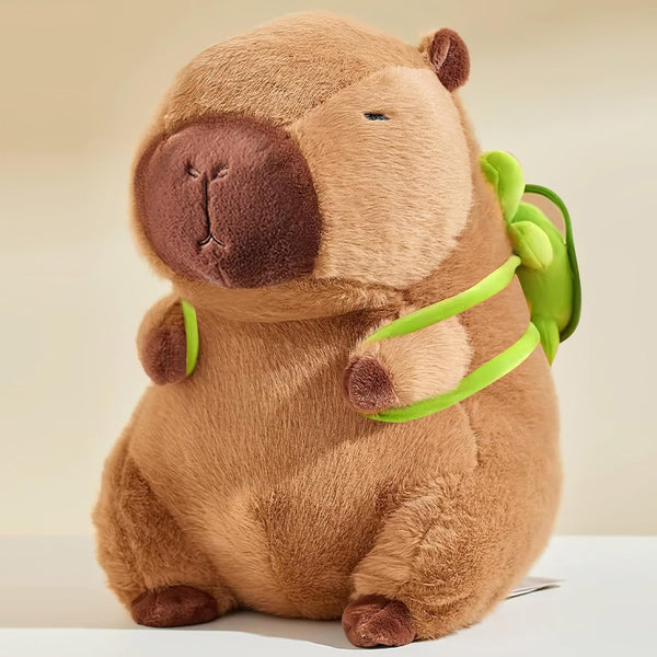 9.8in Capybara Plush, Cute Stuffed Animals with Turtle Backpack, Kawaii Plushie Toys for Kids
