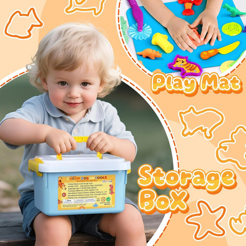 Sets 37pcs 3D VConejo Dough Tools Play for Kids, Clay and Dough Accessories with Storage Container, Mat, Cutters