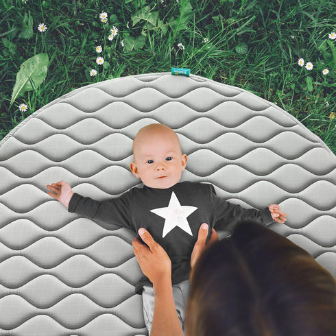 4040, Biloban Foam Play Mat Muslin One-Piece Crawling Mat for Baby & Toddler to Play on Floor, Non Slip, Grey