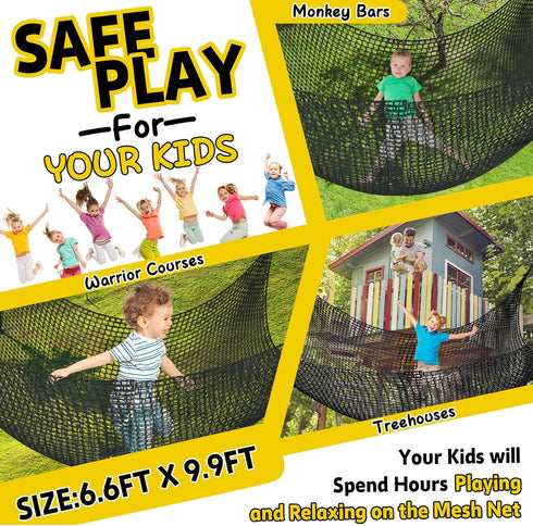 9.9FT 6.6FT Climbing Net for Kids - x Double Layers Heavy Duty Playground Safety Net, Climbing Cargo Net for Tree House