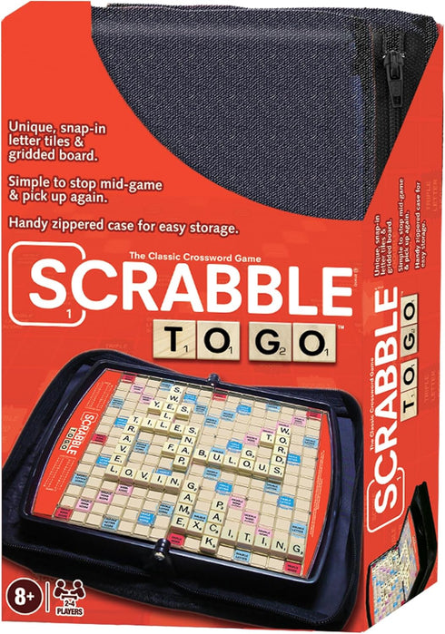 Winning Moves Games Scrabble to Go USA, a Travel Version of The World's Favorite Word Game for 2 to 4 Players, Ages 8+