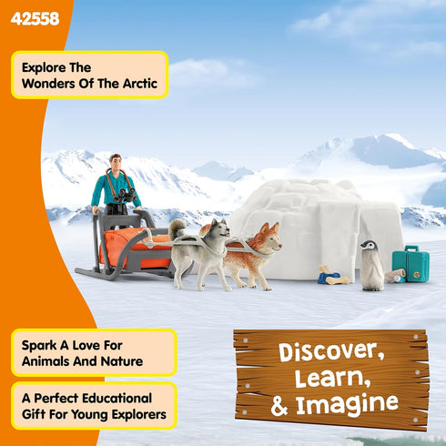 19 Playset Set 3 8 42558 schleich Wild Life - PC Antarctic Expedition with Ranger, Husky Dogs, and Penguin Animal
