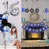16th Birthday Decorations for Boys and Girls, Dark Blue HAPPY BIRTHDAY Banner, Silver Number 16 Balloons