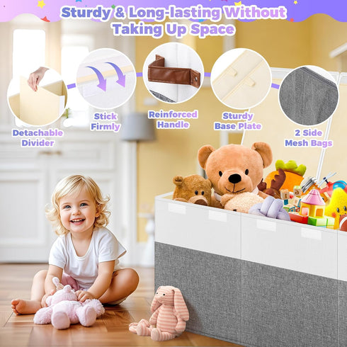Closet, 40"X14"X16", Extra Large Toy Storage Box with Lid, Collapsible Sturdy Toys Chest Storage Organizer Bin Basket