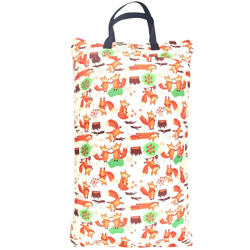 wegreeco Reusable Wet Dry Cloth Diaper Bag - Orange Fox Design